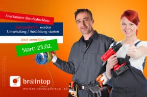 Klick > Weiterbildung, Ausbildung in Köln speziell für Elektroniker/innen > Abschluss Elektrotechnik. Start
